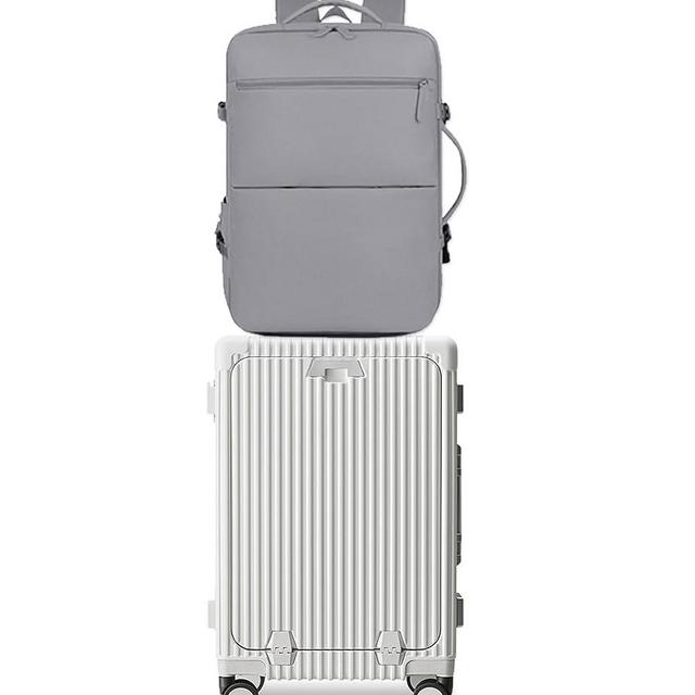 feilario 2 Piece Set 20in Aluminium Frame Hardside Expandable Spinner Wheel Luggage, Built-In TSA lock Carry on Suitcase with Cup Holder & Phone Holder