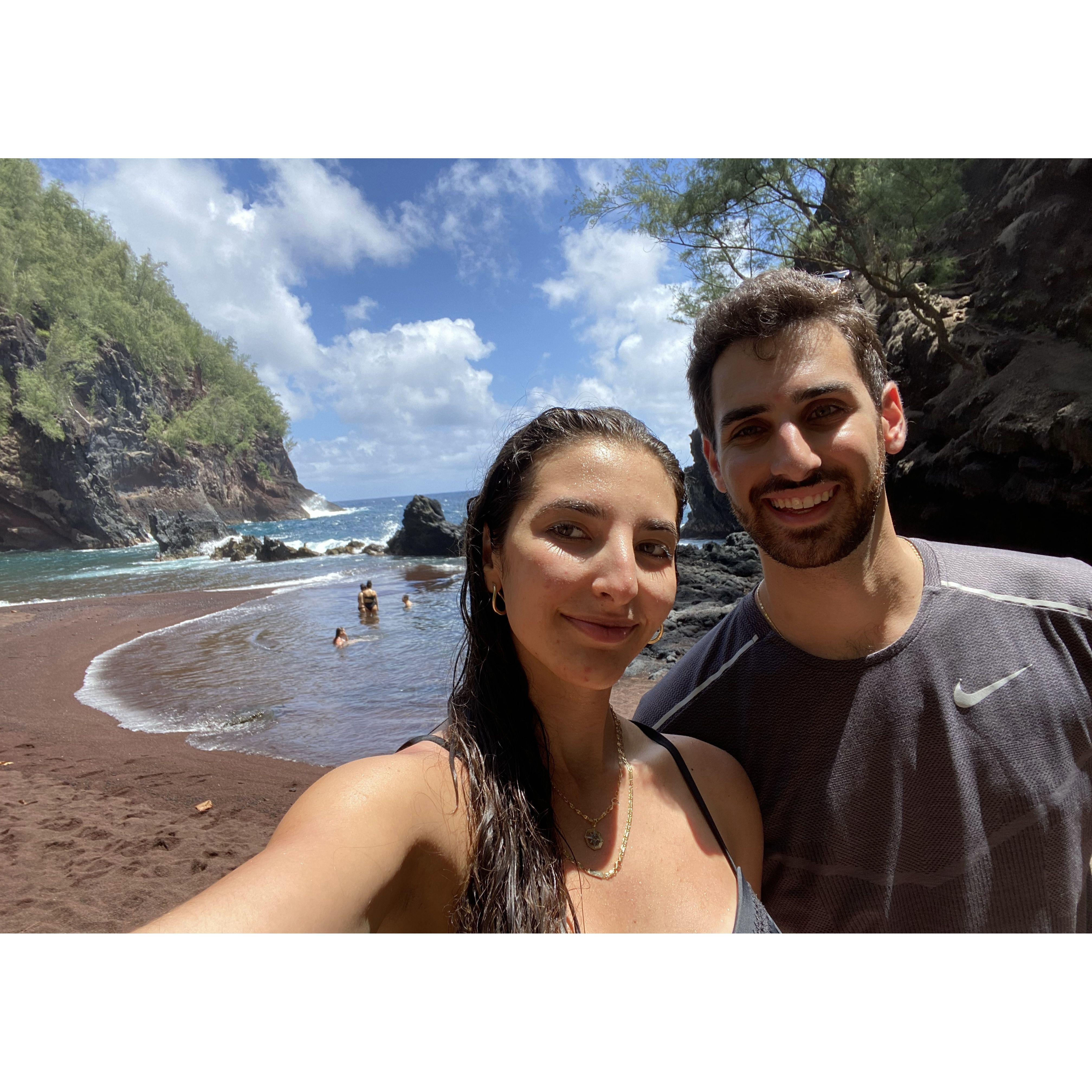 Hanging out at the Pink Sand Beach in Hawaii