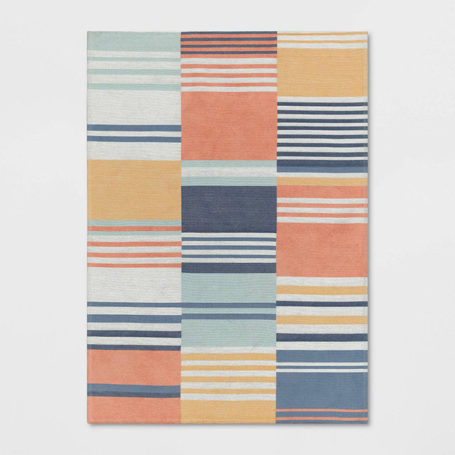 5'x7' Broken Striped Kids' Rug - Pillowfort™: Multicolored Cotton & Polyester, Low Pile, Machine Made, OEKO-TEX Certified