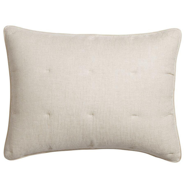 European Flax Linen Tufted Waffle Comforter Sham, Flax, Standard, Set of 2