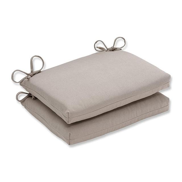 Pillow Perfect Outdoor/Indoor Solar Linen Square Corner Seat Cushions, 18.5 in. L X 16 in. W X 3 in. D, Off-White, 2 Count