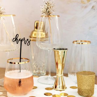 Francesca Gold Rim Water Glass