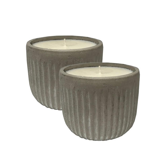 K. Hall Grooved Cement Citronella Candle, Set of 2