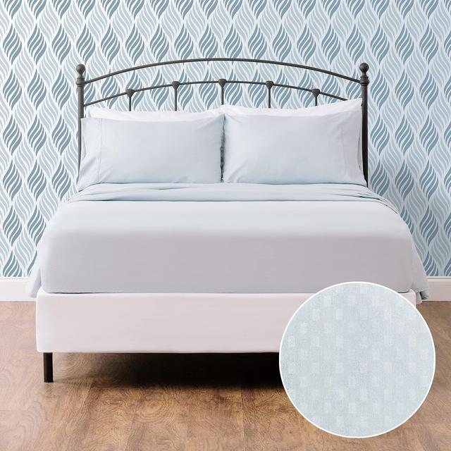 Chanasya Ultra Soft Embossed Dusty Blue Queen Bed Sheets Set 4-Piece - Percale Microfiber Hypoallergenic - Fitted Sheet Flat Sheet and Pillow Cases - Deep Pocket Wrinkle Resistant ( Queen ) Dusty Blue