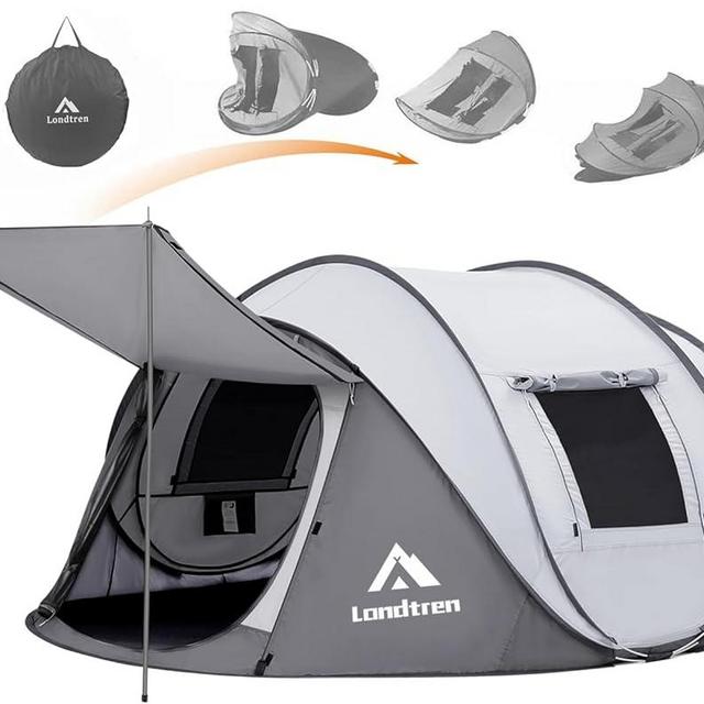 4 Person Easy Pop Up Tent Waterproof Automatic Setup 2 Doors-Instant Family Tents for Camping Hiking & Traveling