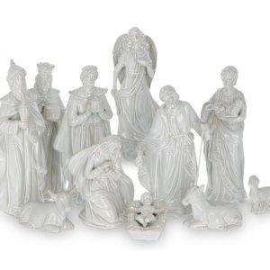 WHITE PORCELAIN 11 PIECE NATIVITY SET