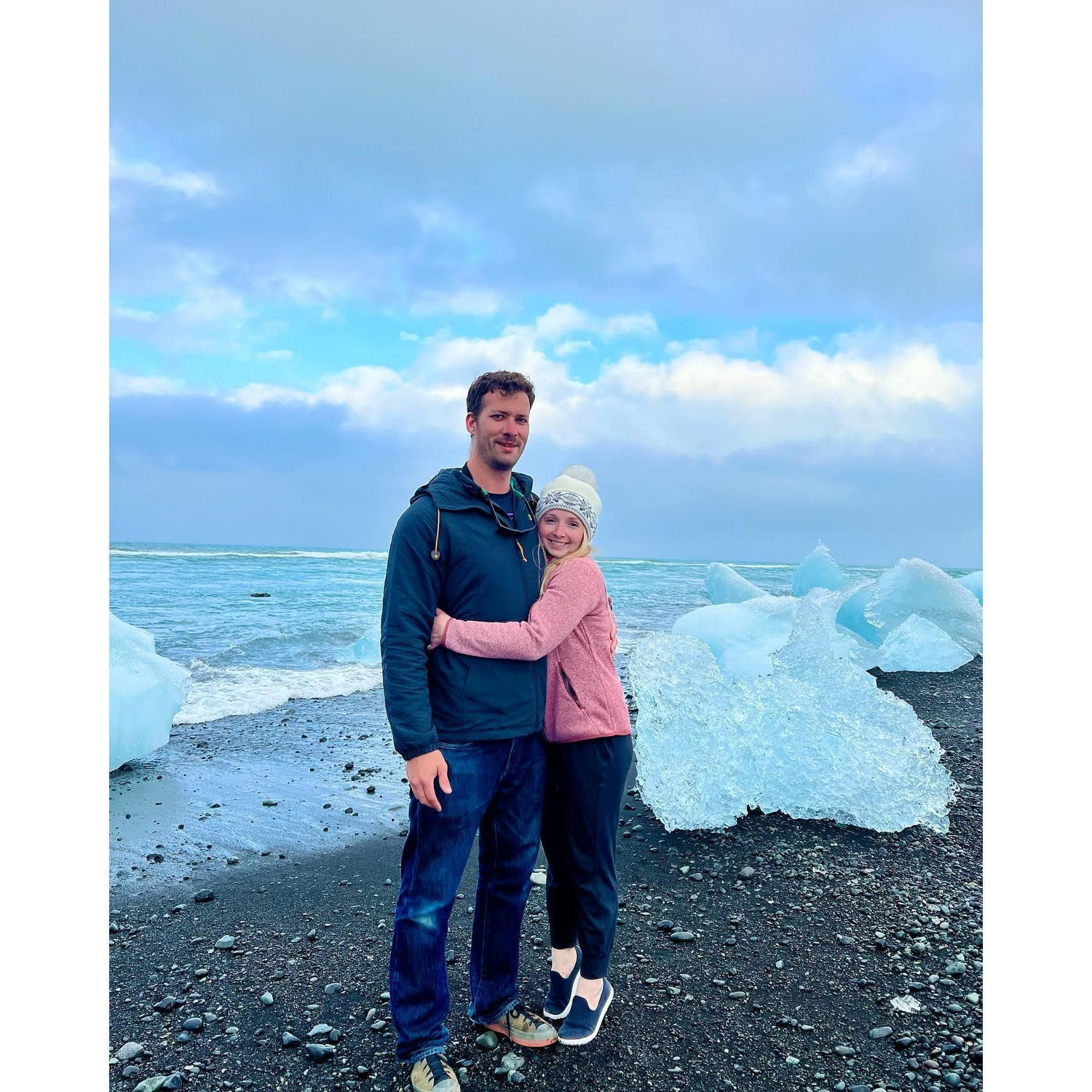 Kyle and Chelby at Diamond Beach in Iceland - Summer 2023