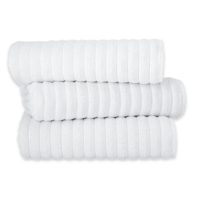 Classic Turkish Towels Turkish Cotton Ribbed Bath Sheets in White (Set of 3)