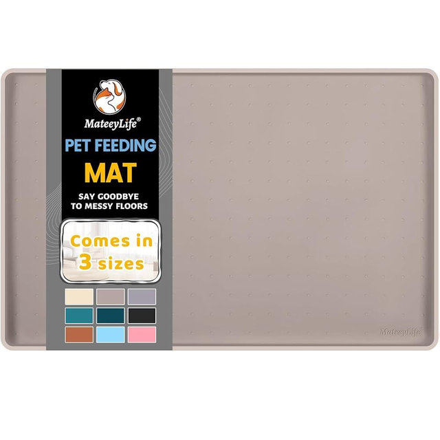 MateeyLife Silicone Cat & Dog Food Mat for Floors Waterproof, Anti-Slip Dog Bowl Mats for Food and Water, Pet Feeding Mats with Lip to Prevent Spills, Pet Placemat for Messy Drinkers to Protect Floors