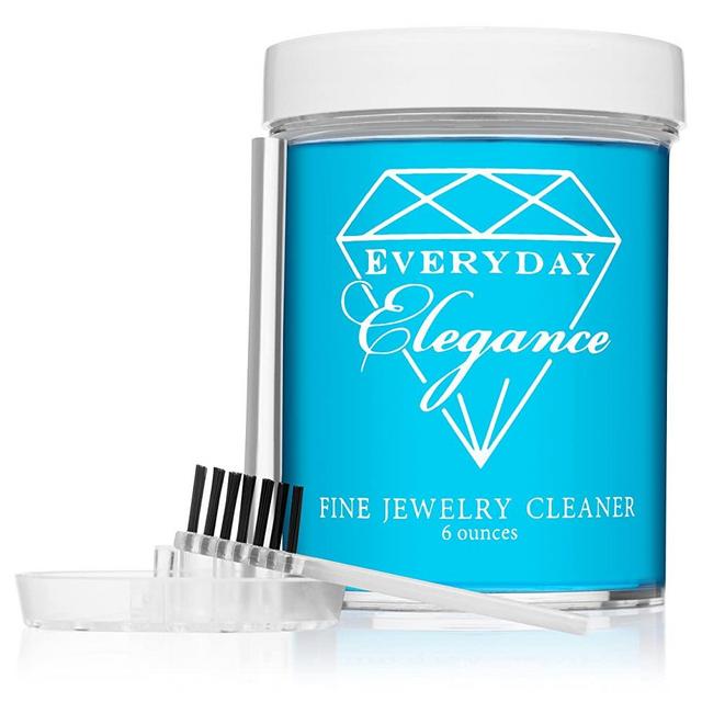 Everyday Elegance Liquid Jewelry Cleaner Solution for Gold, Platinum and Diamonds with Brush & Tray for Cleaning - 6 Ounce