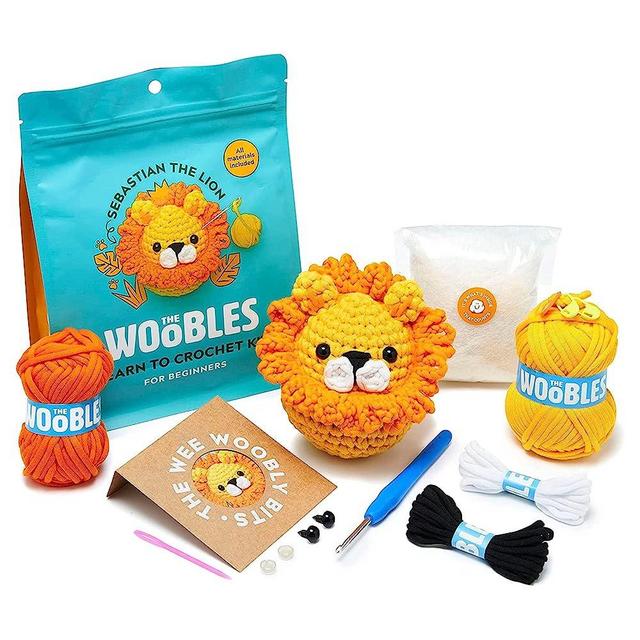 The Woobles Beginners Crochet Kit with Easy Peasy Yarn, Crochet Kit for Complete Beginners with Step-by-Step Video Tutorials, Sebastian The Lion