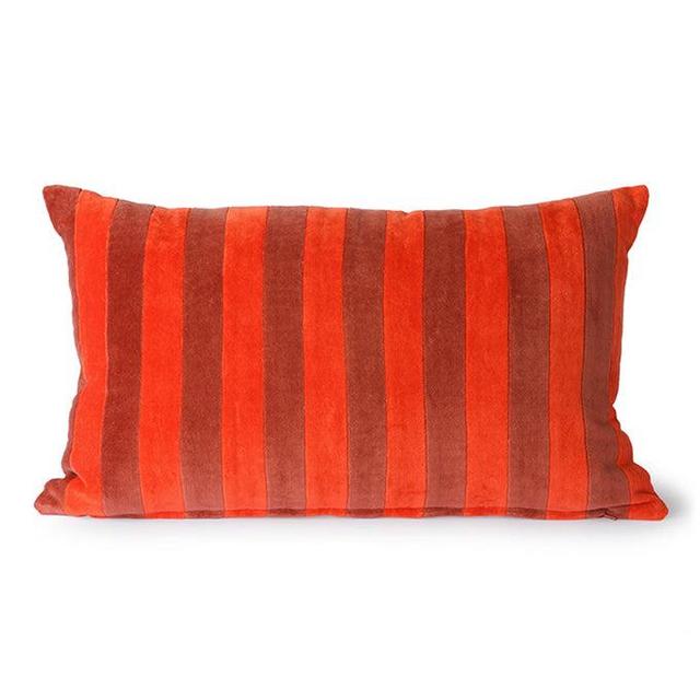 Striped velvet accent pillow - red