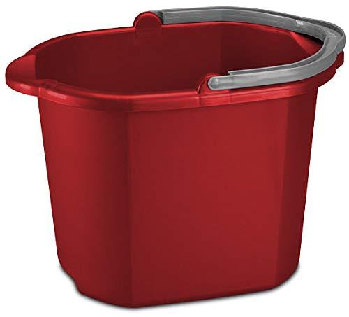 16 Quart 15L Heavy Duty Sturdy Dual Spout Rectangular Pail Bucket Organizer Household Cleaning Supplies Projects Mopping Storage Comfortable Durable Grip Pour Handle-Red (1)