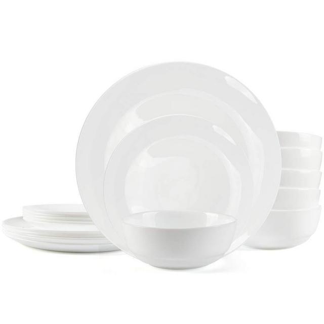 Dinnerware Set Danmers 18-piece Opal Dishes Sets Service for 6 Plates Bowls 5.5" Break and Crack Resistant Dish Sets