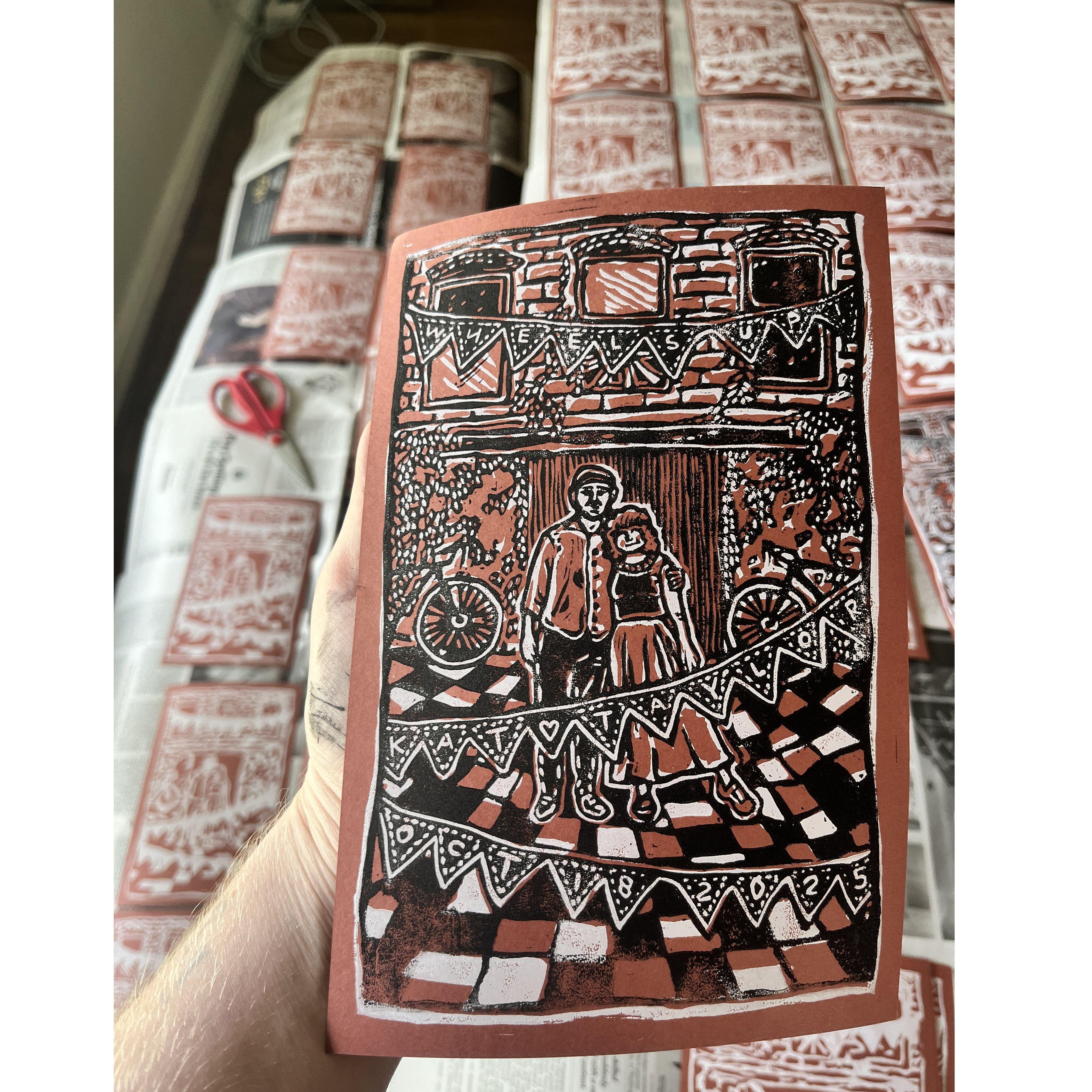 block printing our wedding invitations
