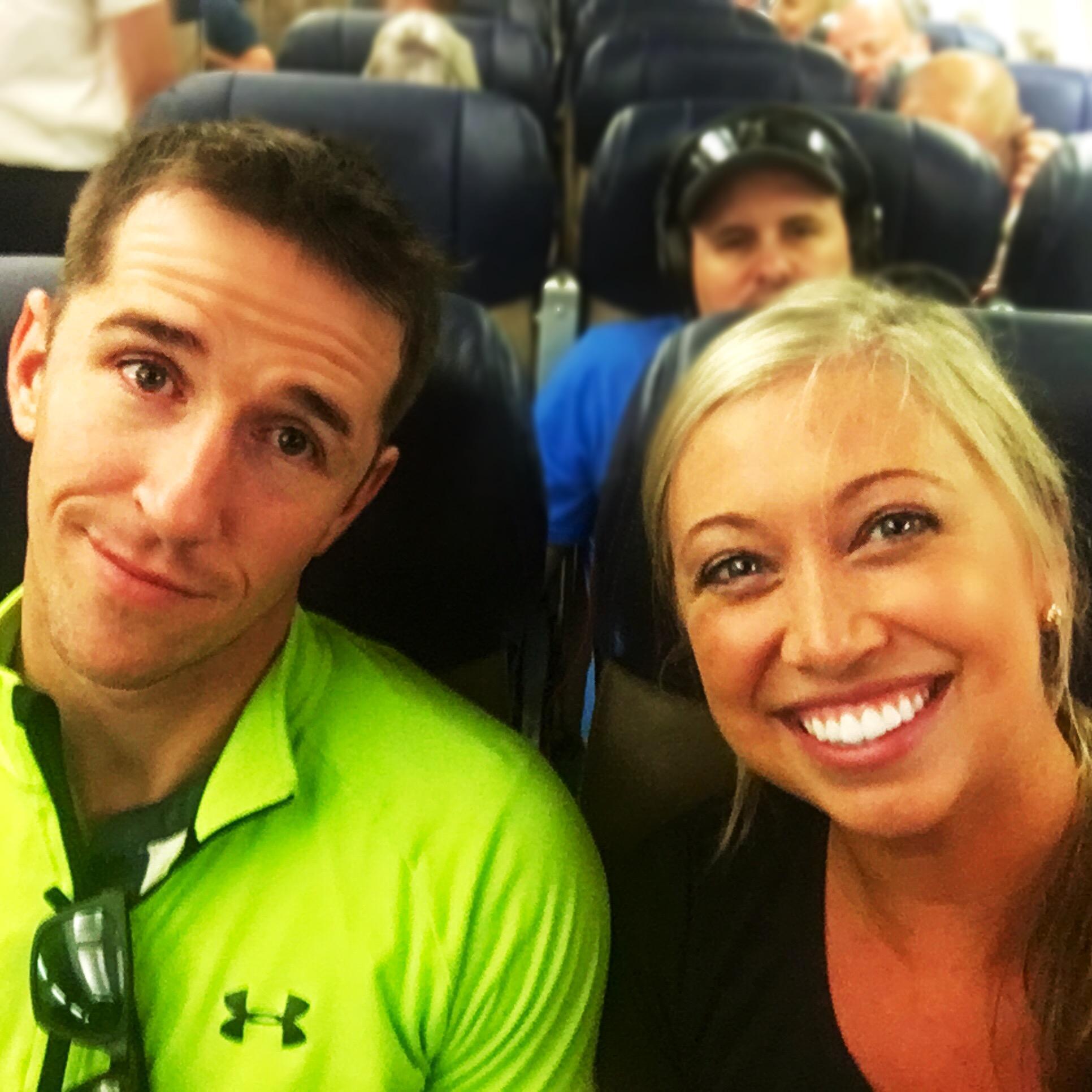 On our way to our first vacation together in Curacao.
