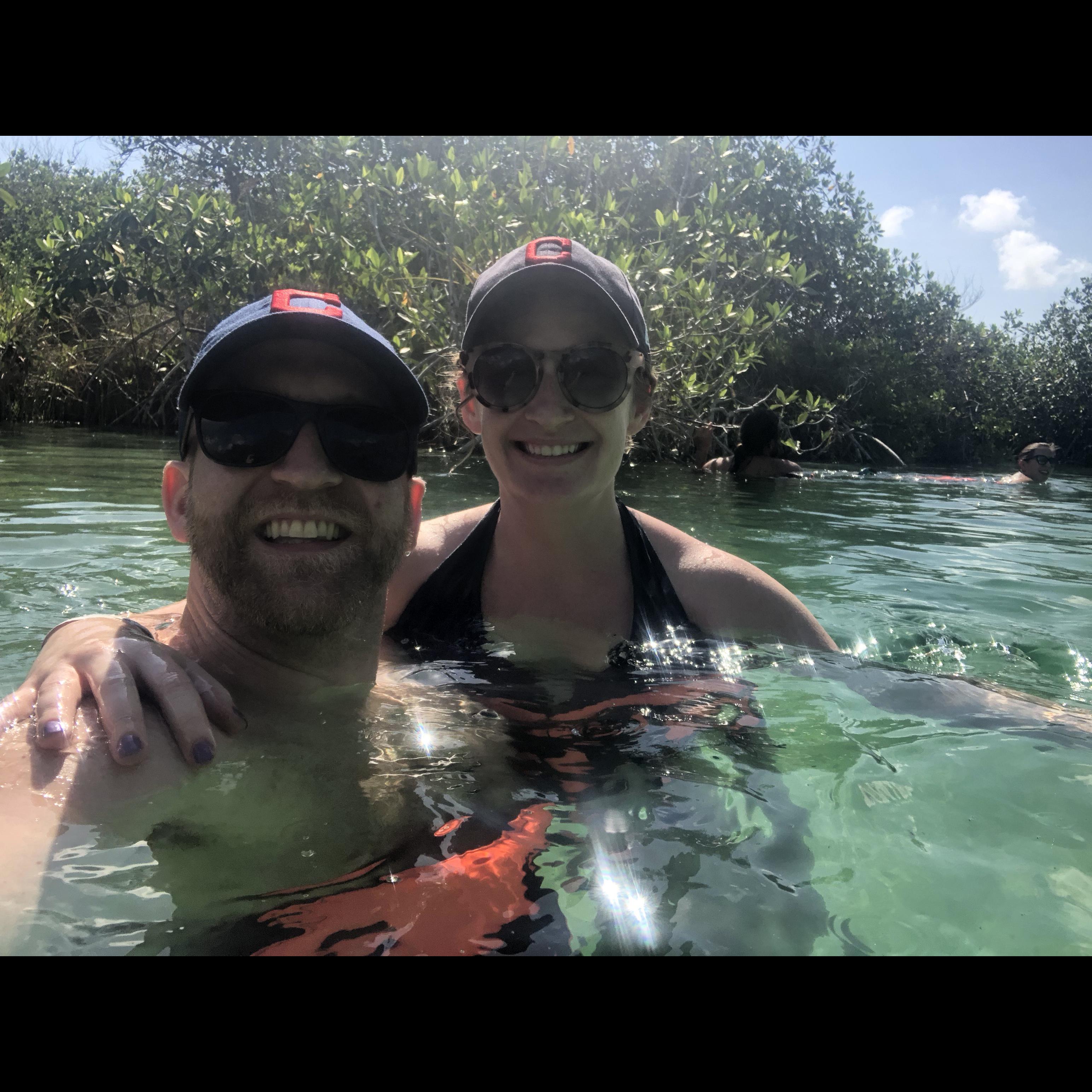 Floating in the ancient Mayan canals in Tulum.