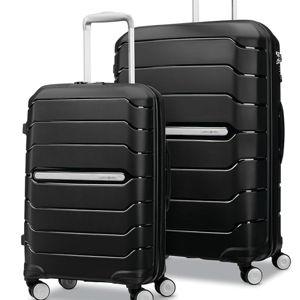 Samsonite Freeform 2-Piece Luggage Set - Carry-On & Large Checked Luggage with Dual Spinner Wheels - Durable Polypropylene Hardshell - TSA Lock, Airline-Approved - Expandable Hard Shell – Black