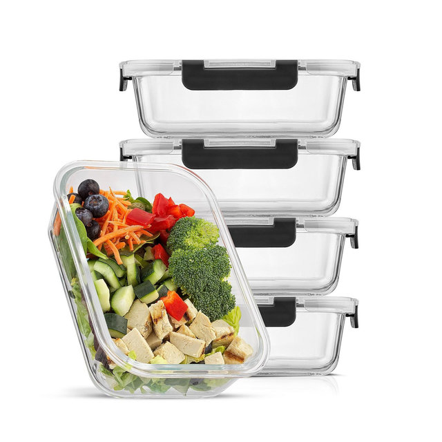 JoyJolt 2-Sectional Set of 5 Food Prep Storage Containers