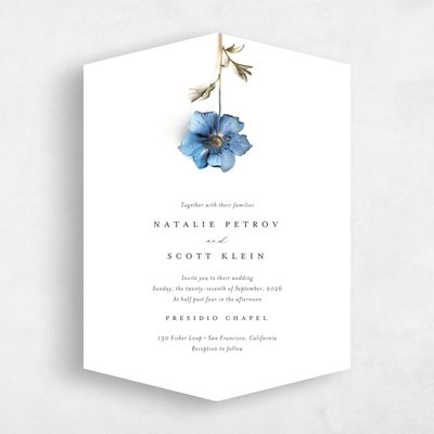 Blue Diamond Wedding Invitation - Spiga Portrait