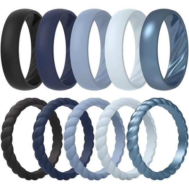 ThunderFit Swivel Classic Mix Women's Silicone Rings, 1.8mm Thick Rubber Engagement Rings - Swivel and 5.5mm Classic Rings Combo