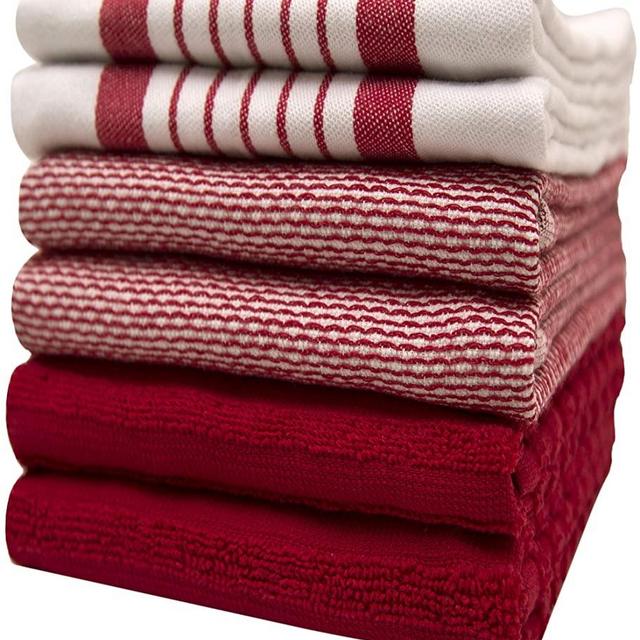 Premium Kitchen Towels (20x 28, 6 Pack) Large Cotton Kitchen Hand