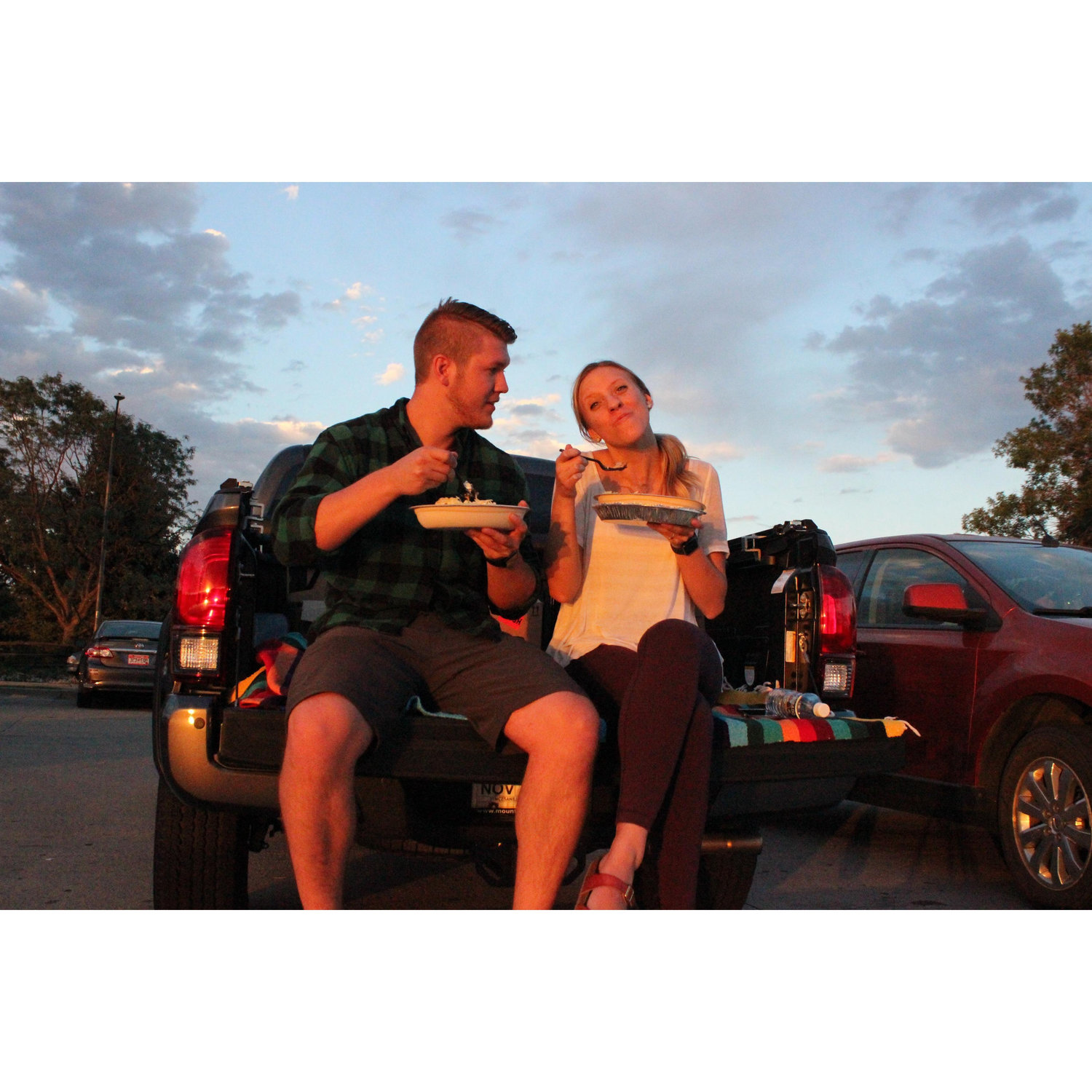 If you didn't know already, our favorite meal is Chipotle! And we love tailgating in Josh's new truck.