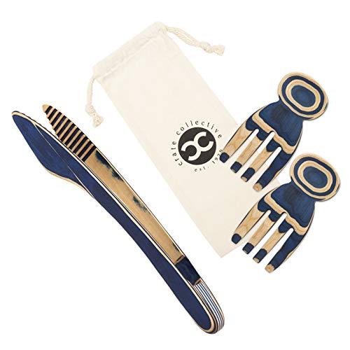 Exotic Pakka Wood Salad Hands and Salad Tongs, Premium Salad Serving Utensils for Kitchen - Stylish Earth Friendly Pakkawood Features Multiple Colors and is 100% Food Safe - by Crate Collective