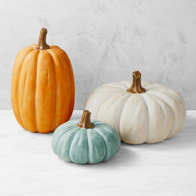 Outdoor Pre-Lit Faux Pumpkins, Set of 3