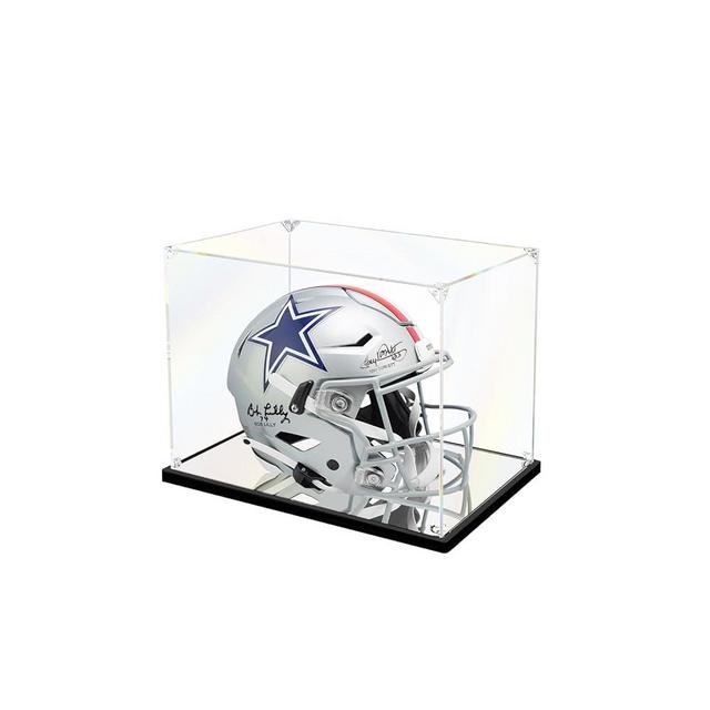 KOLIPI Mini Football Helmet Display Case Mirror Base, Acrylic Display Case for Mini Football Helmet, Self-Assembly (8.3x6.3x7.1 inch, 21x16x18 cm)