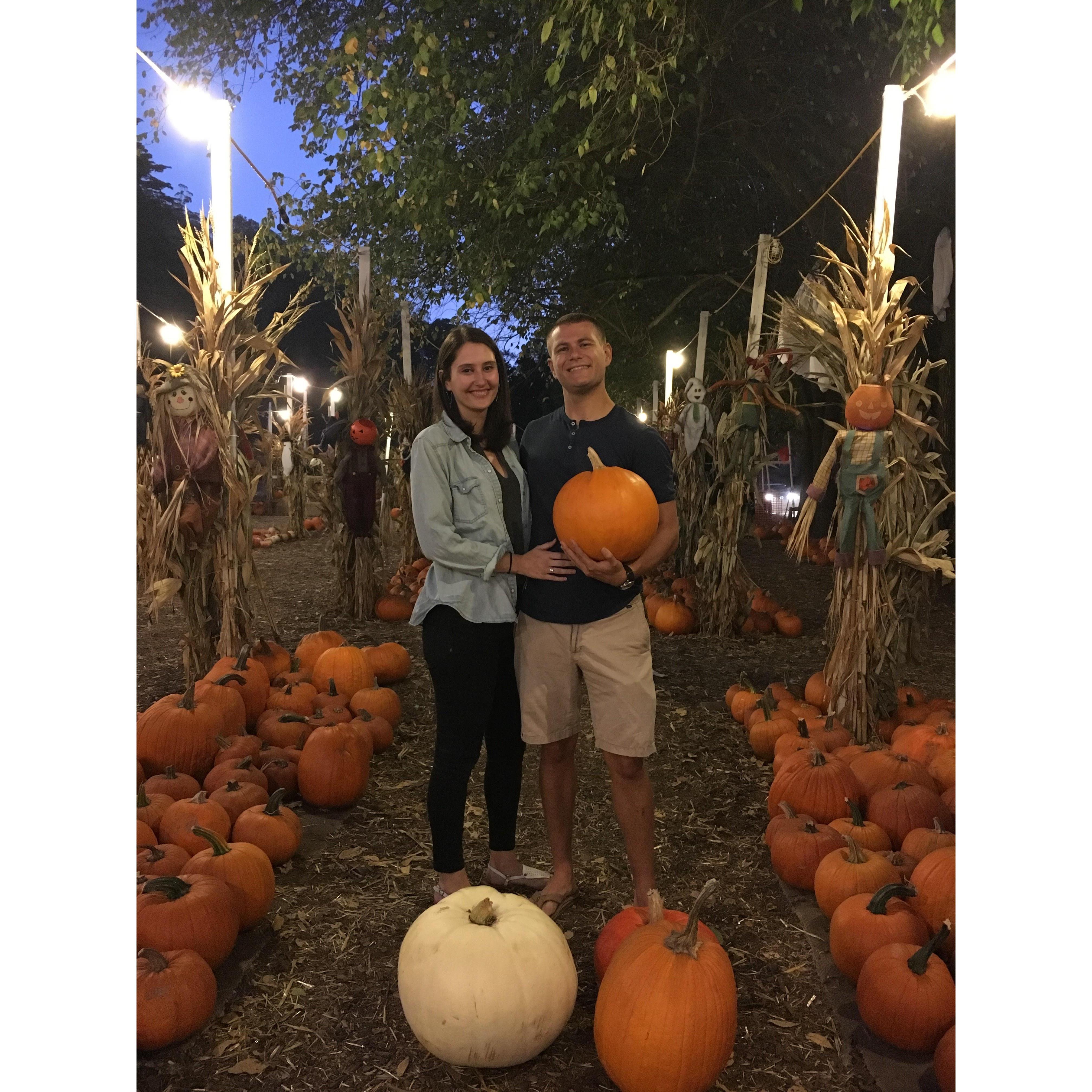 Our first picture ever taken together - at a pumpkin patch in San Francisco