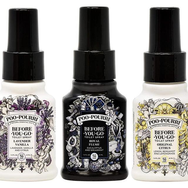 Poo-Pourri Original Citrus, Lavender Vanilla and Royal Flush 1.4 Ounce Bottles