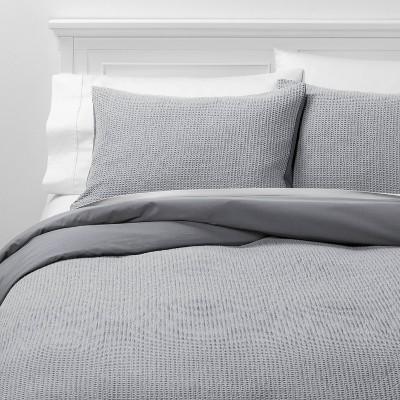 King Washed Waffle Weave Duvet Cover & Sham Set Gray - Threshold™