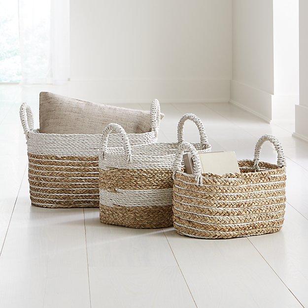 White Nesting Baskets Set of 3