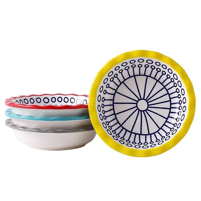 Mini Pie Pan Ceramic Pie Dish Set of 4 Individual Pie Plate Round Pie Tins with Ruffled Edge Tart Pans for Baking