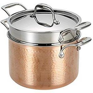 Lagostina Martellata Pasta Pot with Lid and Pasta Insert Cookware, 6-Quart, Copper