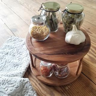 2 Tier Acacia Wood Lazy Susan