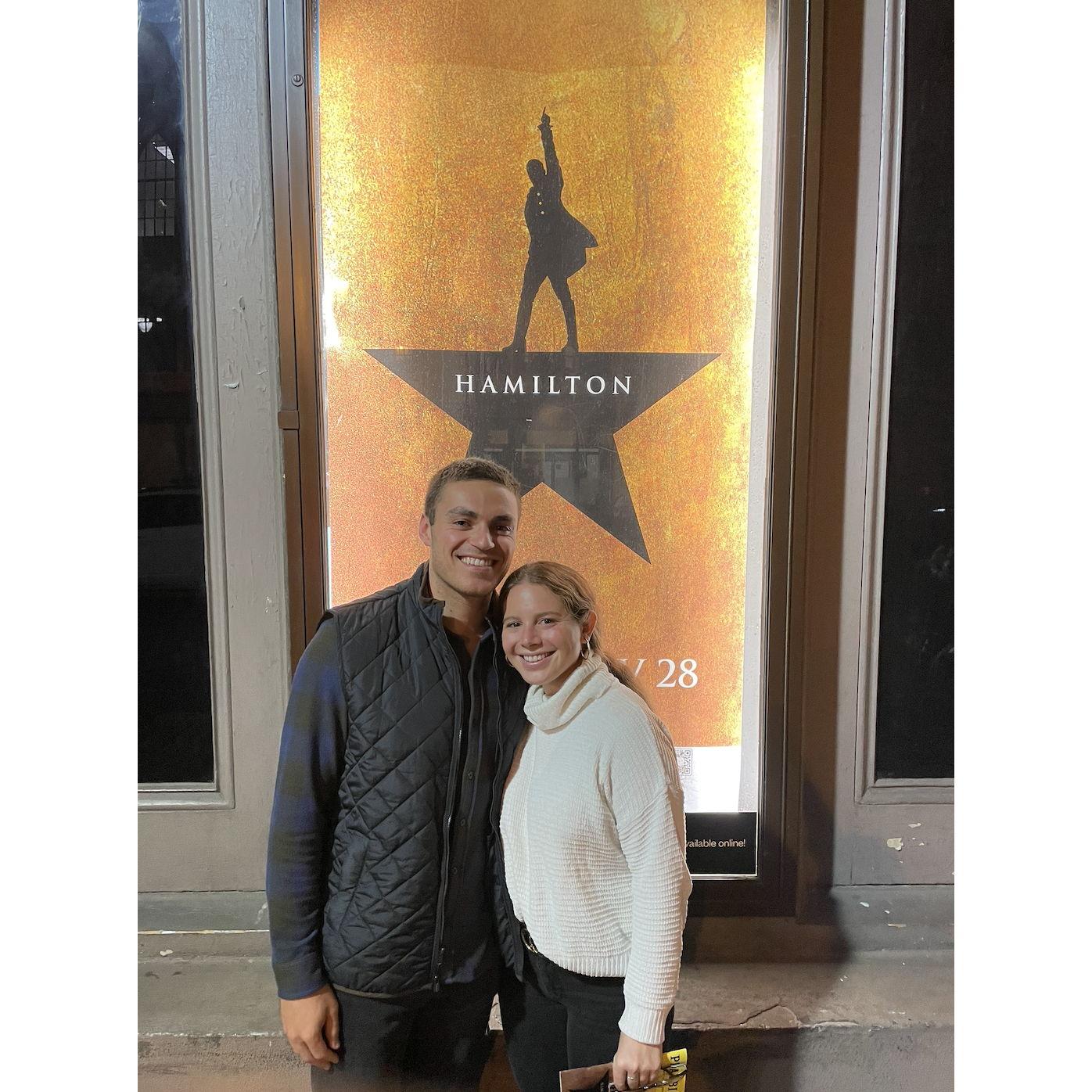 Our first show together. The Hamilton soundtrack might have been on repeat on car rides for weeks after this.