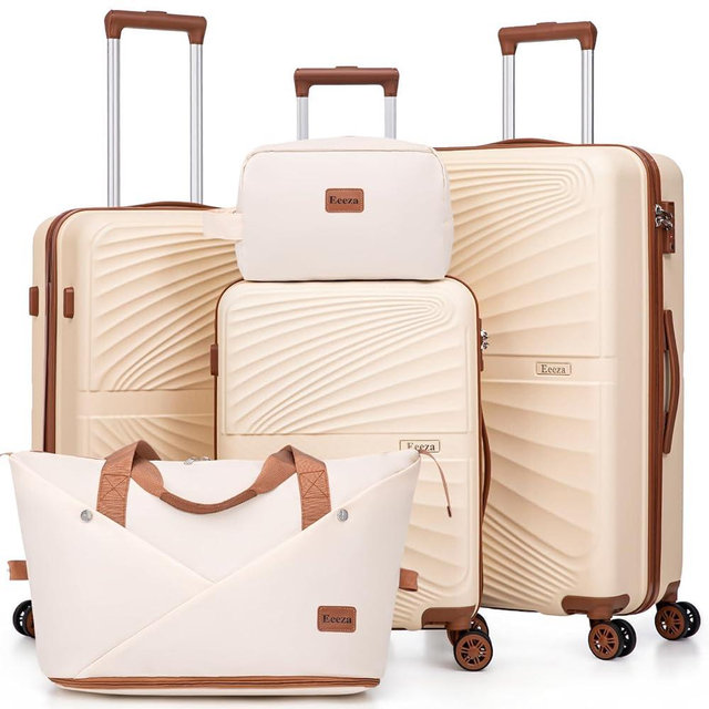 Eeeza Luggage Sets 5 Piece, Suitcases with Wheels, ABS Hard Case Luggage with TSA Lock Spinner Wheels, Carry On Luggage Set (20/24/28 inch)