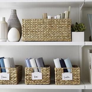 Water Hyacinth Storage Bins with Handles, Set of 4