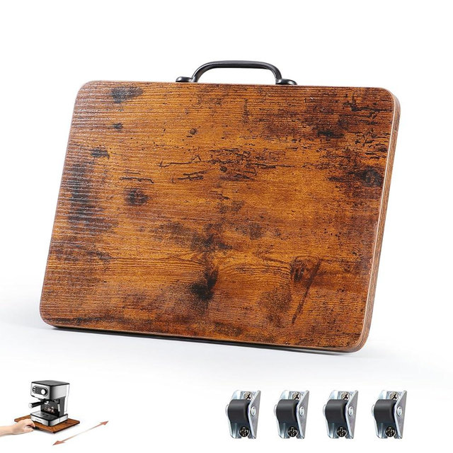 Appliance Slider, Sliding Tray for Coffee Maker, Coffee Pot Slider for Countertop, Kitchen Appliance Rolling Tray with Rubber Wheels (Rustic Brown, Medium - Wide (13” x 9.5”))