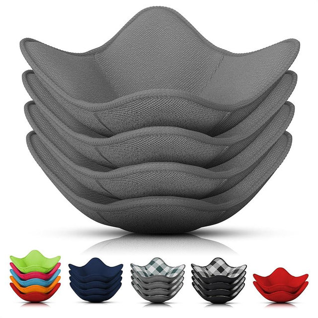 4 Pcs Microwave Bowl Holders for Hot Food – 7.5" Gray Microwave Bowl Cozy Holders for Safe & Easy Handling of Hot Bowls, Saucers & Cups – Machine Washable, Soft Textured Fabric for Hand Protection