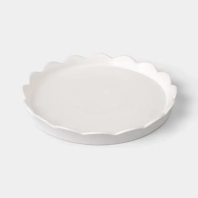Round Scalloped Ceramic Tray White - Room Essentials™