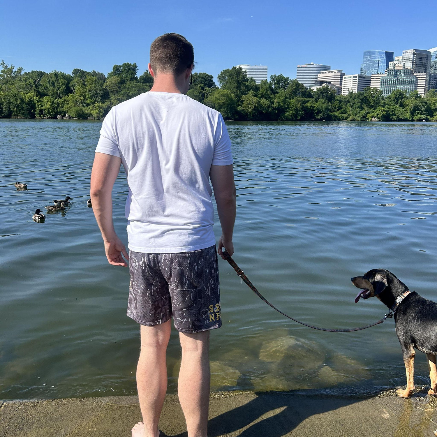 Jeff teaching Zelda to fish