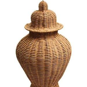 Natural Rattan Ginger Jar, 14"