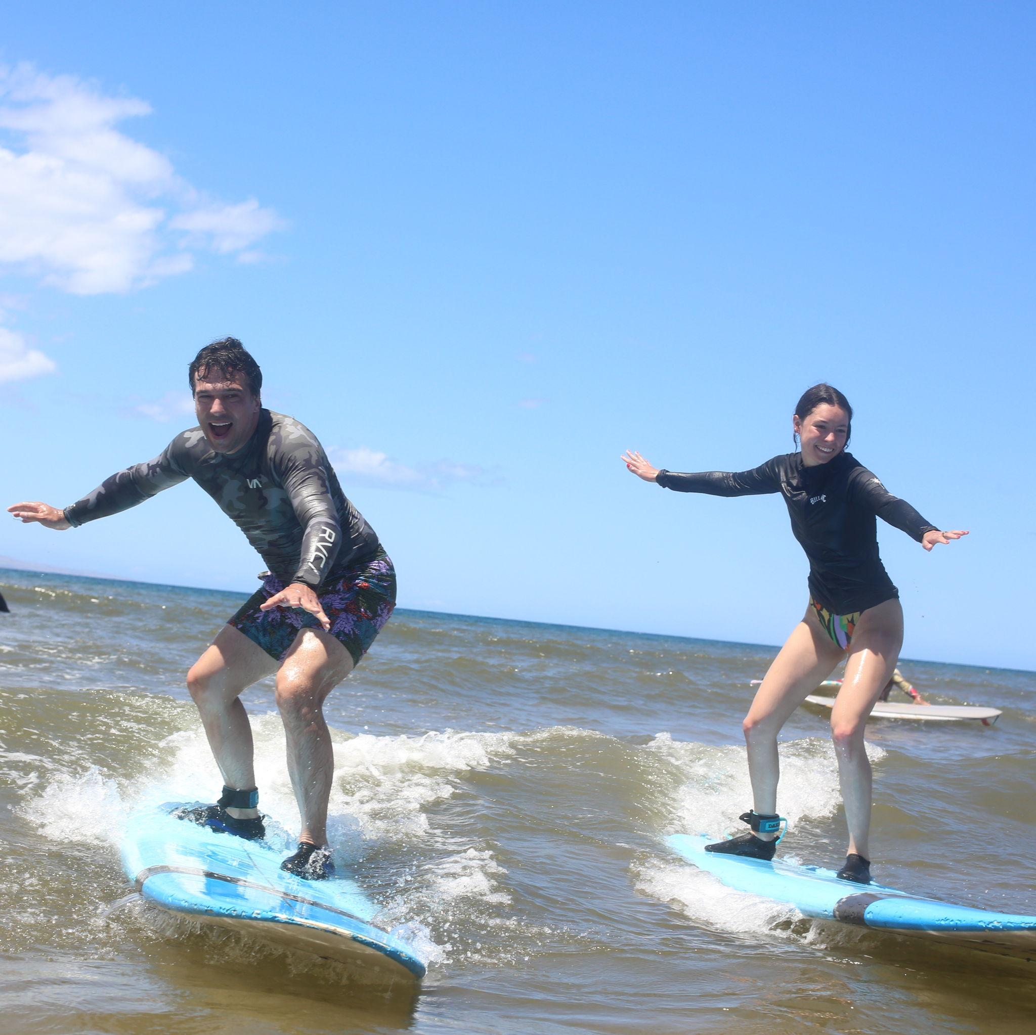 We had the best time surfing together in Maui