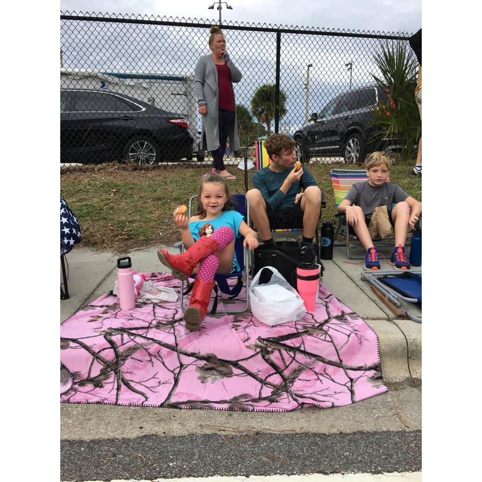 Christmas parade waiting with the grandbabies and a friend of theirs and Paula too.