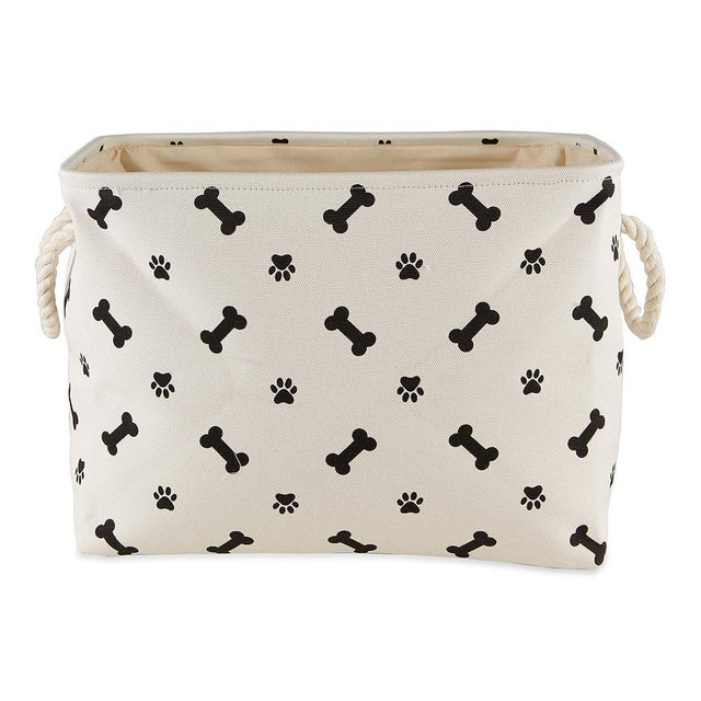 Bone Dry Pet Storage Collection Paw and Bone Print, Medium Rectangle, 16x10x12, Black