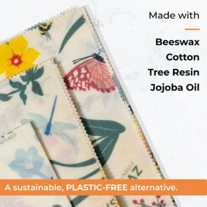 3-Pack Pollinator Design Medium Beeswax Wraps – Plastic-Free Food Storage