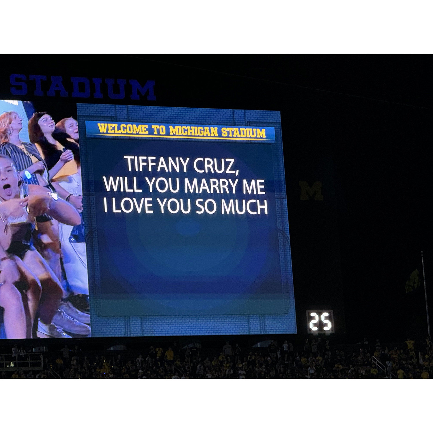 Michigan Stadium in front of 110,000 of our closest friends, I said "YES" again